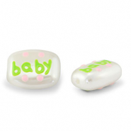 Perles acryliques "baby" Perle-vert clair-rose clair