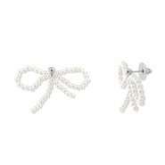 Boucles d'oreilles tendance nœud Blanc-argenté