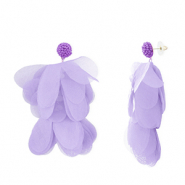 Boucles d'oreilles tendance fleur en mousseline Lavande-doré