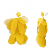 Boucles d'oreilles tendance fleur en mousseline Jaune-doré