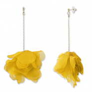 Boucles d'oreilles tendance fleur en mousseline Jaune-doré