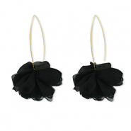 Boucles d'oreilles tendance fleur en mousseline Noir-doré