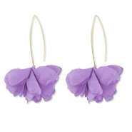 Boucles d'oreilles tendance fleur en mousseline Lavande-doré