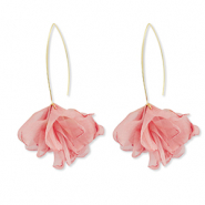 Boucles d'oreilles tendance fleur en mousseline Rose pêche-doré