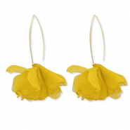 Boucles d'oreilles tendance fleur en mousseline Jaune-doré