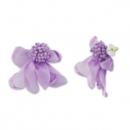Boucles d'oreilles tendance fleur en mousseline Lavande-doré