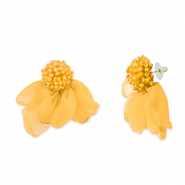 Boucles d'oreilles tendance fleur en mousseline Jaune-doré