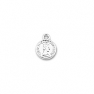 Breloques en métal rond avec la Reine Elizabeth Argenté