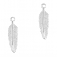 Breloques en acier Inox plume Argent&eacute;