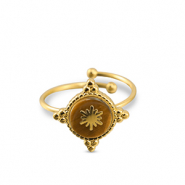 Bagues en acier Inox flocon de neige Doré-marron