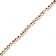 Perles &agrave; facettes 2mm rondes Dor&eacute; rose m&eacute;tallique