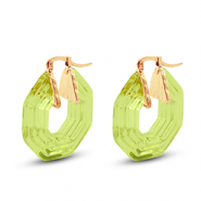 Boucles d'oreilles résine tendance hexagone Doré-transparent vert