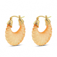 Boucles d'oreilles résine tendance ovale Doré-transparent orange