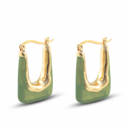 Boucles d'oreilles résine tendance rectangle Doré-vert