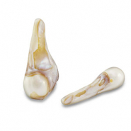 Perles d'eau douce irrégulières Blanc naturel-marron