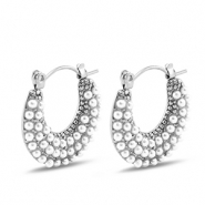 Boucles d'oreilles / puces en acier Inox avec imitations perles Argenté