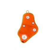 Pendentifs en r&eacute;sine irr&eacute;gulier avec perles Dor&eacute;-orange-blanc