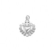 Métal TQ laiton breloques coeur avec croix Argenté