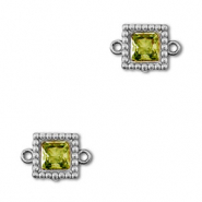 Connecteurs en acier Inox zirconium carr&eacute; Argent&eacute;-vert lime