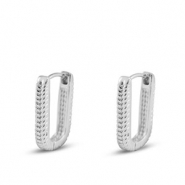 Métal TQ laiton boucles d'oreilles / puces d’oreilles ovale Argenté