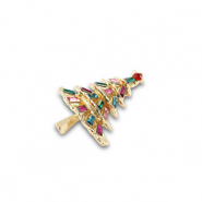 Broches sapin de No&euml;l Dor&eacute;-multicolore