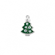Breloques en métal zirconium sapin de noël Argenté-vert
