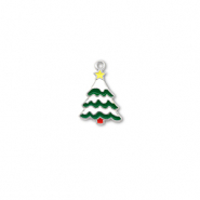 Breloques en métal sapin de noël Argenté-blanc-vert-jaune