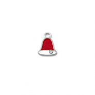 Breloques en métal zirconium cloche de noël Argenté-rouge-blanc