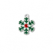 Breloques en métal zirconium flocon de neige Argenté-vert-rouge