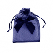 Sachet à bijoux en organza avec nœud Bleu foncé