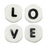 Perles lettres en céramique - LOVE Blanc-noir