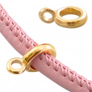 Métal DQ pendentifs avec anneau (pour cuir cousu 4mm) Doré ( sans nickel )