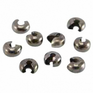 Apprêts en métal DQ cache perles à écraser pour perles 4mm Argenté anthracite (sans nickel)