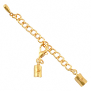 Chaînette d'extension en métal DQ avec fermoir mousqueton et clip 3mm doré (sans nickel)