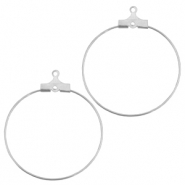 Supports boucles d'oreilles cr&eacute;oles 30mm en m&eacute;tal DQ argent&eacute; antique (sans nickel)