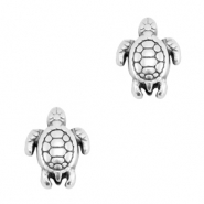Perles en m&eacute;tal DQ tortue Argent&eacute; antique (sans nickel)