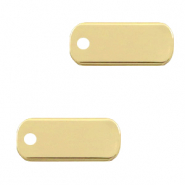 Breloques en métal DQ étiquette oblongue 5x12mm Doré (sans nickel)