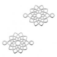 Breloques en métal DQ connecteur mandala Argenté antique (sans nickel)