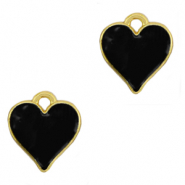 Breloques en m&eacute;tal DQ coeur Dor&eacute;-noir (sans nickel)