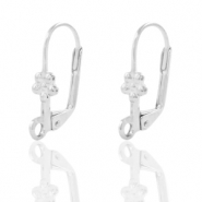 Appr&ecirc;ts en m&eacute;tal DQ boucles d'oreilles dormeuses fleur Argent&eacute; antique (sans nickel)