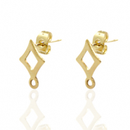 Boucles d'oreilles en acier inox losange Dor&eacute;