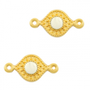 Breloques en métal DQ connecteur Blanc crème-doré (sans nickel)