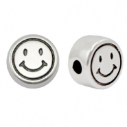 Perles en m&eacute;tal DQ smiley 7mm Argent&eacute; antique (sans nickel)