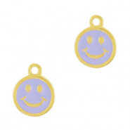 Breloques en m&eacute;tal DQ smiley Dor&eacute;-violet (sans nickel)