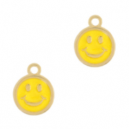 Breloques en m&eacute;tal DQ smiley Dor&eacute;-jaune soleil brillant (sans nickel)