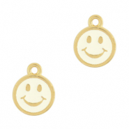 Breloques en m&eacute;tal DQ smiley Dor&eacute;-Blanc ivoire (sans nickel)