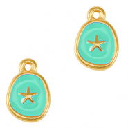 Breloques en métal DQ étoile de mer Doré-bleu veraman (sans nickel)
