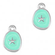 Breloques en m&eacute;tal DQ &eacute;toile de mer Argent&eacute; antique-bleu veraman (sans nickel)