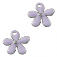 Breloques en m&eacute;tal DQ fleur Argent&eacute; antique-violet (sans nickel)