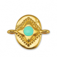 Breloques en métal DQ connecteur ovale Veraman Bleu-Doré (sans nickel)